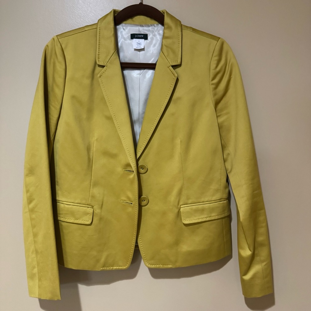 J. Crew Women's Sateen Mustard Yellow Two-Button Blazer